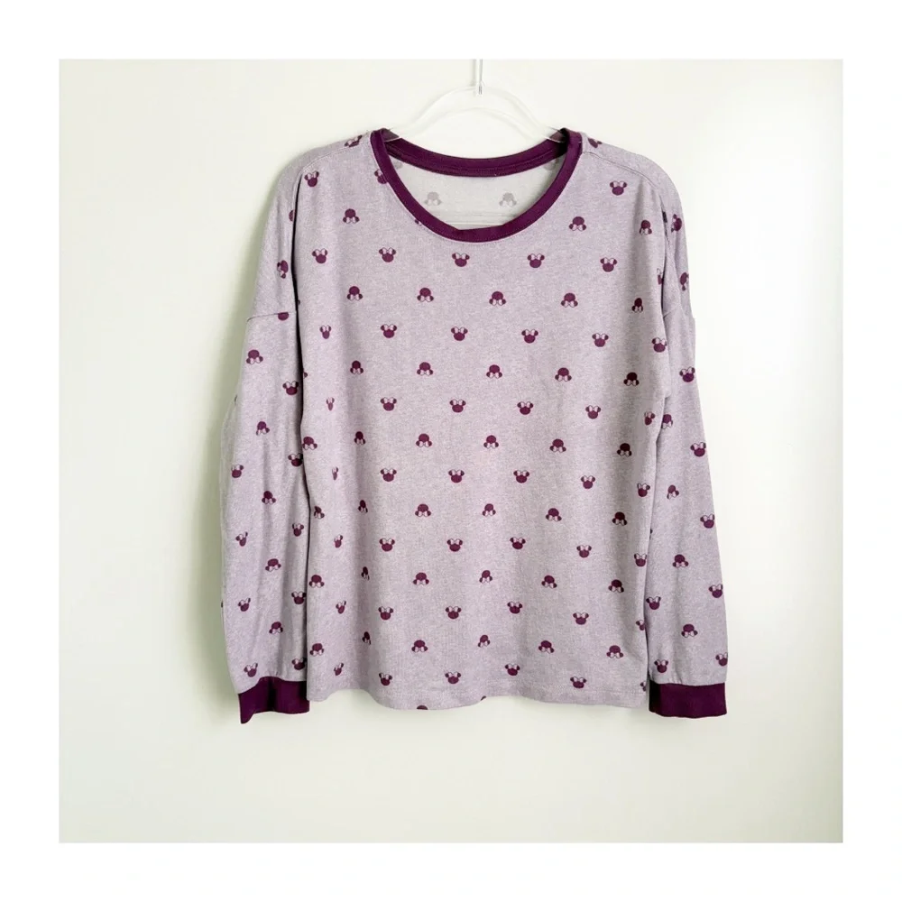 Disney | Women’s Purple Minnie Mouse All Over Long Sleeve Pajama Pants Set - Picture 8 of 14